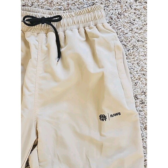 Sol et Al RAWS Track Pants Sand Nylon Lined Black Zipper UK Street Athleisure - Picture 4 of 16